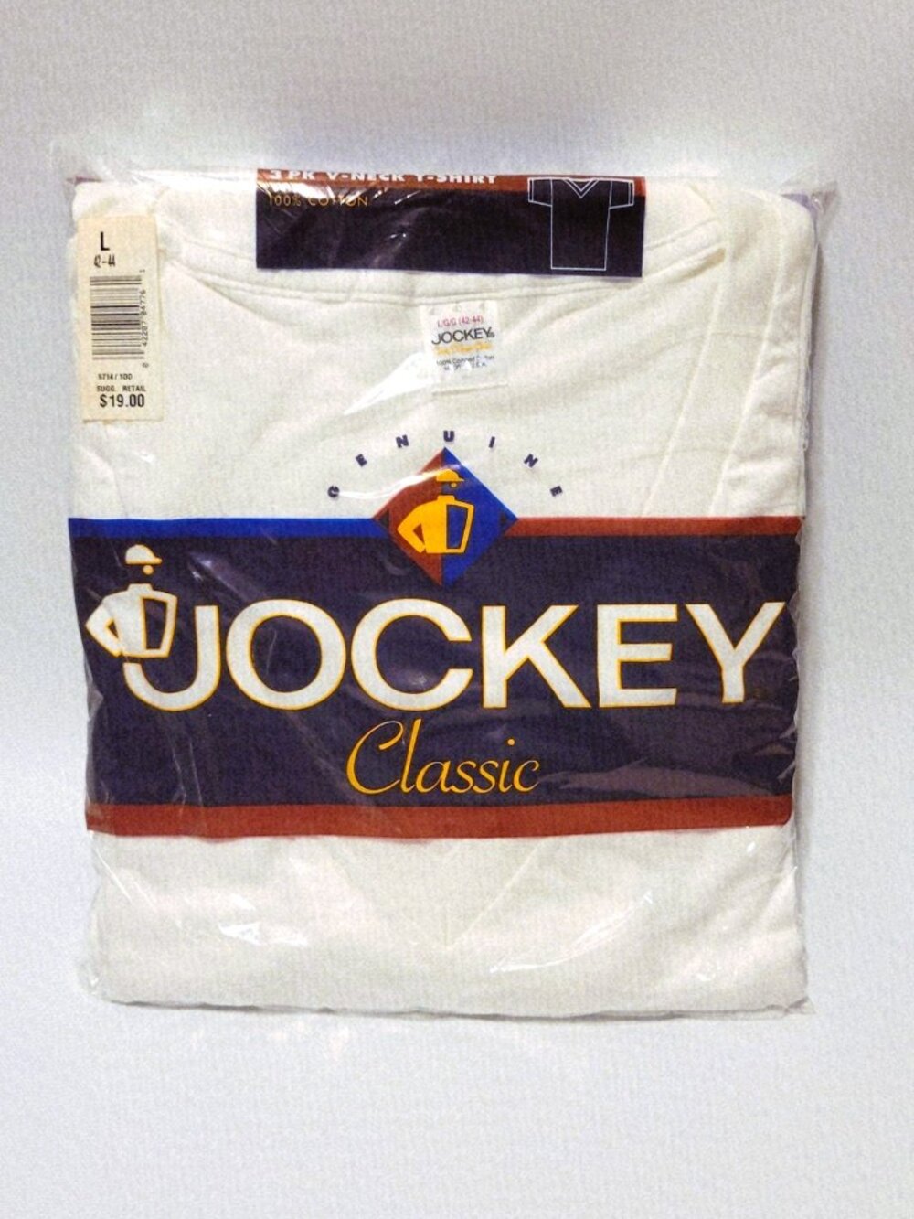 Jockey Classic V-Neck 3 Pk T-Shirts Mens Large 100% Combed Cotton 1997 USA Made